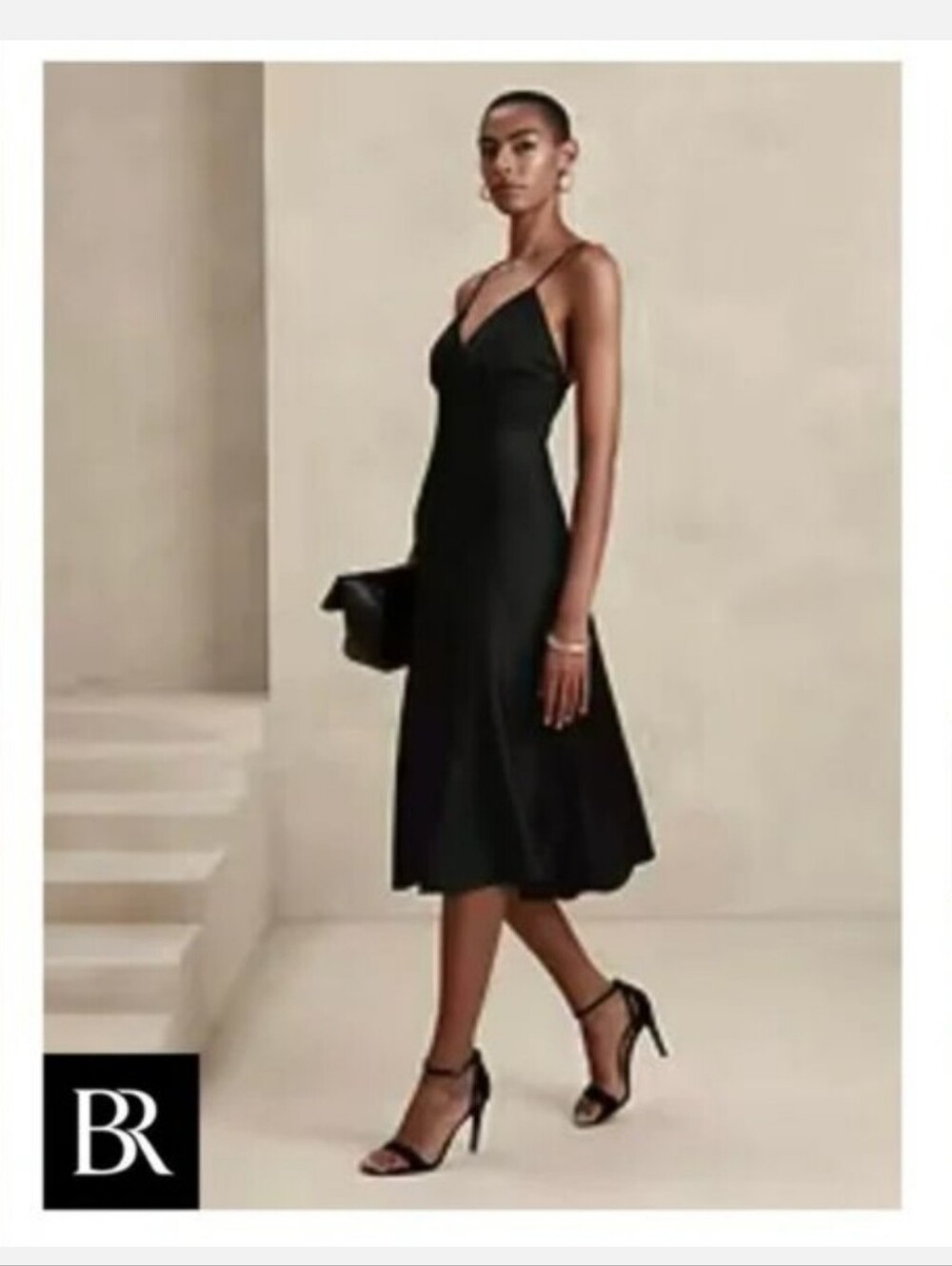 Slip Midi Dress with Spaghetti Straps - Picture 1 of 3